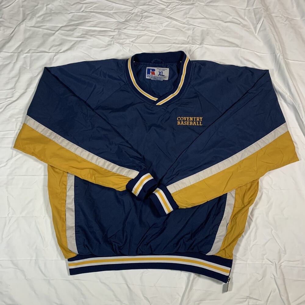VTG 90s Russell Athletic Windbreaker Pullover Adult Sz XL Coventry Baseball Blue